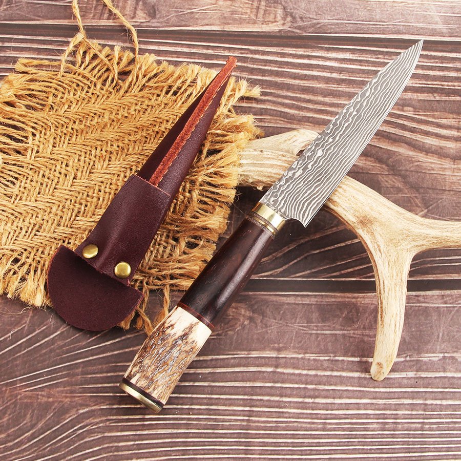 Antler Kitchen Knife-YS014-Premium Damascus Kitchen Knife with VG10 Core - 图片 6