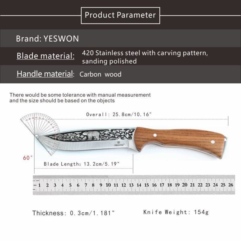 Action - YS113 - Full Tang Hunting Knife Camping Knife Fixed Blade Knife - 图片 2