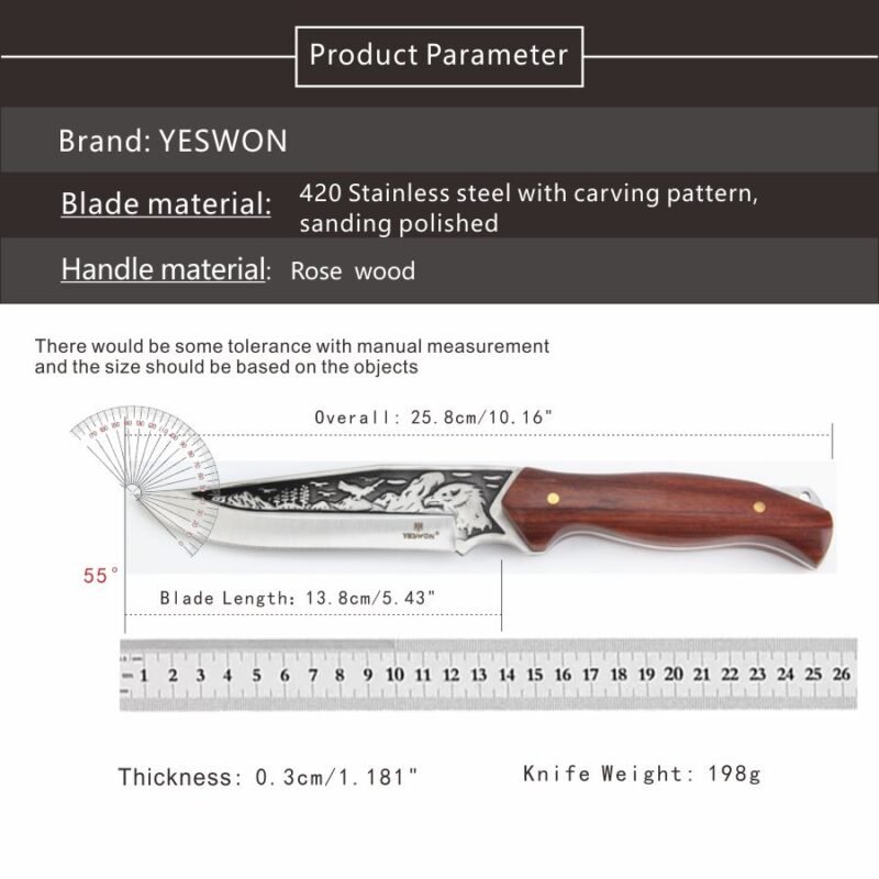 Watching - YS117 - Full Tang Hunting Knife Camping Knife Fixed Blade Knife - 图片 10