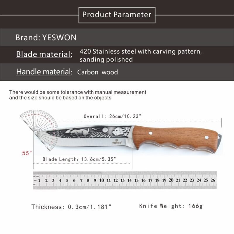 Chase - YS115 - Full Tang Knife Hunting Handmade Survival Knife Camping Knife - 图片 9